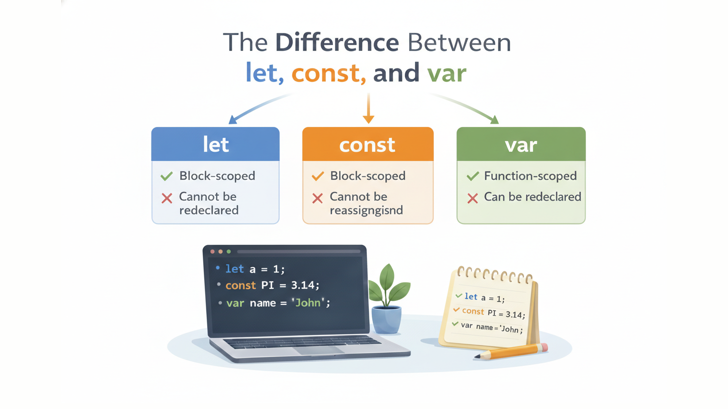 JavaScript Variables Explained: The Difference Between let, const and var