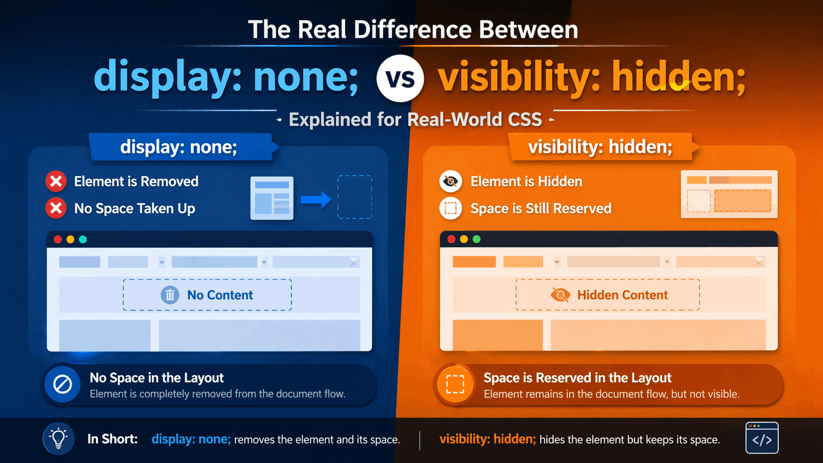 The Real Difference Between display: none vs visibility: hidden (Explained for Real-World CSS)